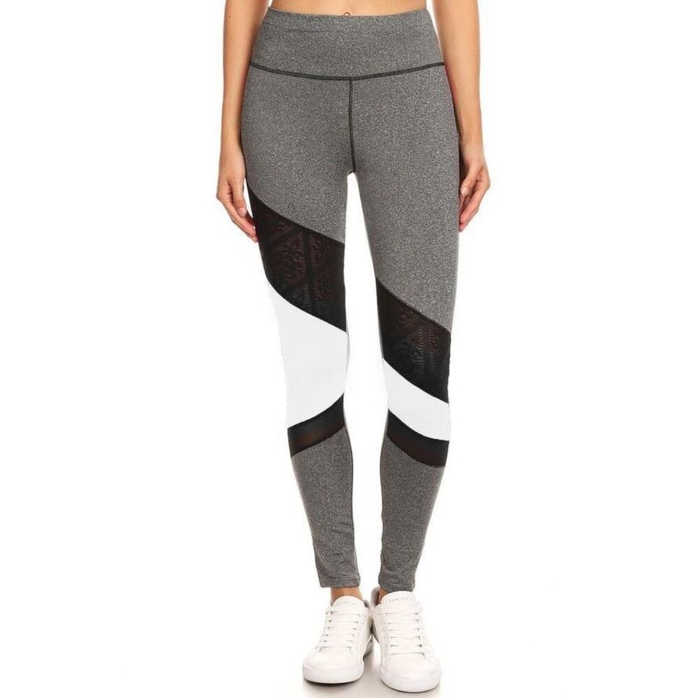 World of Leggings Premium Triangular Mesh Panel Workout Leggings